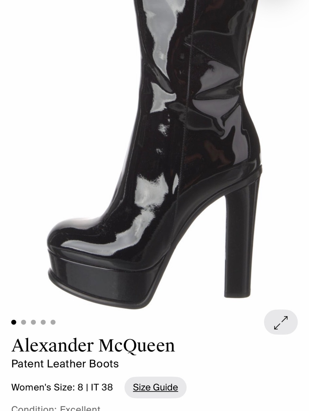 Alexander McQueen Black Patent Platform Knee-High Boots